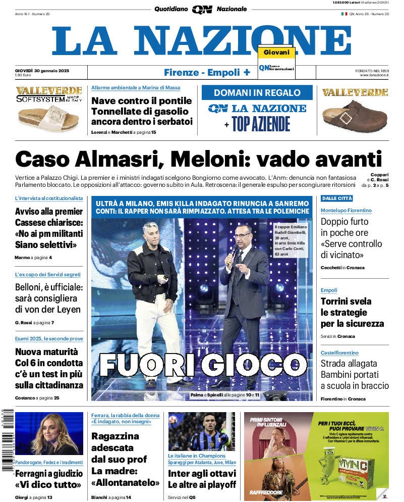 Prima-pagina-la nazione-edizione-di-oggi-20250130